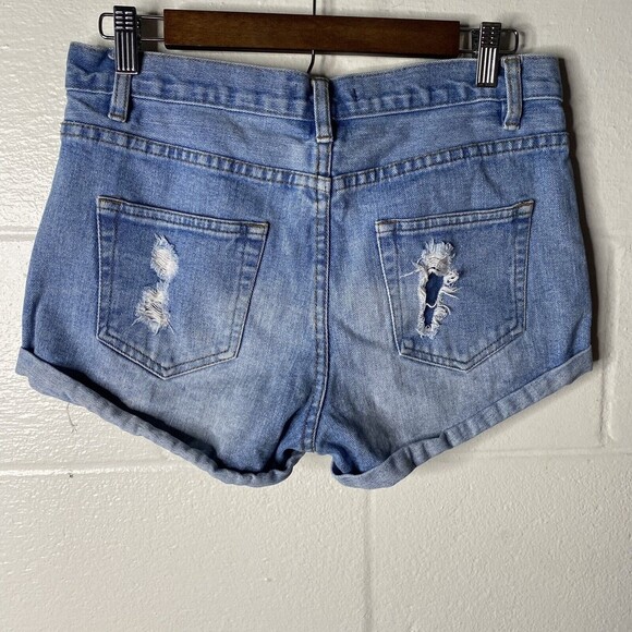 Forever 21 Distressed Hi Rise buttonfly Jean Shorts Size 27 cuffed - Picture 4 of 11